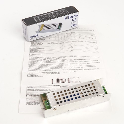 Трансформатор электронный для светодиодной ленты 24W 12V (драйвер), LB009 FERON Артикул 48006