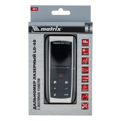 Лазерный дальномер LD-40,40 м,с электронным угломером Matrix Лазерный дальномер LD-40,40 м,с электронным угломером Matrix