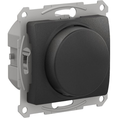 GLOSSA СВЕТОРЕГУЛЯТОР (диммер) поворотно-нажимной, LED, RC, 400Вт, механизм, АНТРАЦИТ