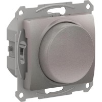 GLOSSA СВЕТОРЕГУЛЯТОР (диммер) поворотно-нажимной, LED, RC, 400Вт, механизм, ПЛАТИНА