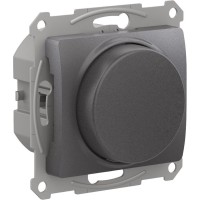 GLOSSA СВЕТОРЕГУЛЯТОР (диммер) поворотно-нажимной, LED, RC, 400Вт, механизм, ГРАФИТ