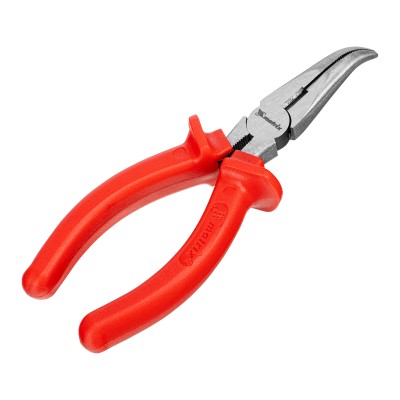 Длинногубцы изогнутые Econom, 160 мм, шлифованные, пластмассовые рукоятки Matrix