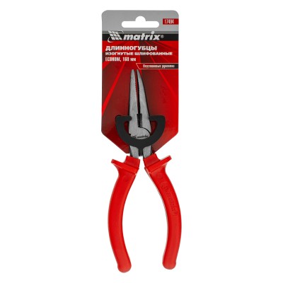 Длинногубцы изогнутые Econom, 160 мм, шлифованные, пластмассовые рукоятки Matrix