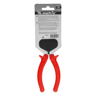 Длинногубцы изогнутые Econom, 160 мм, шлифованные, пластмассовые рукоятки Matrix