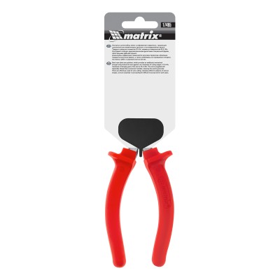 Длинногубцы изогнутые Econom, 180 мм, шлифованные, пластмассовые рукоятки Matrix