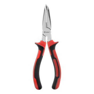 Длинногубцы изогнутые Nickel, 200 мм, никелированные, двухкомпонентные рукоятки Matrix