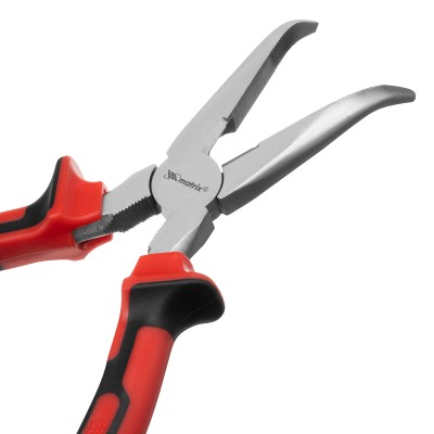 Длинногубцы изогнутые Nickel, 200 мм, никелированные, двухкомпонентные рукоятки Matrix