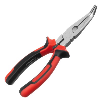 Длинногубцы изогнутые Nickel, 200 мм, никелированные, двухкомпонентные рукоятки Matrix