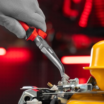 Длинногубцы изогнутые Nickel, 180 мм, никелированные, двухкомпонентные рукоятки Matrix