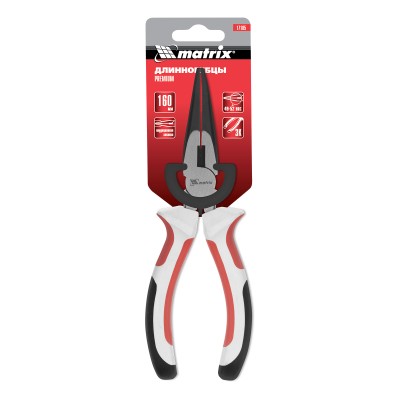 Длинногубцы прямые Premium, 160 мм, трехкомпонентные рукоятки Matrix