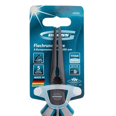 Длинногубцы прямые 205 мм, трехкомпонентные рукоятки Gross Длинногубцы прямые 205 мм, трехкомпонентные рукоятки Gross