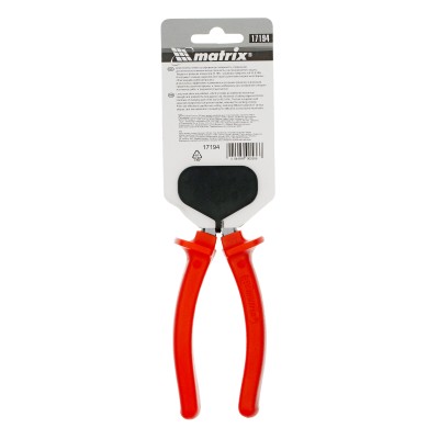 Длинногубцы прямые Econom, 200 мм, шлифованные, пластмассовые рукоятки Matrix