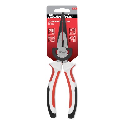 Длинногубцы прямые Premium, 200 мм, трехкомпонентные рукоятки Matrix