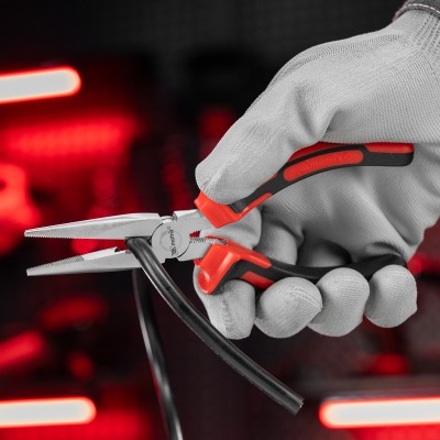 Длинногубцы прямые Nickel, 160 мм, никелированные, двухкомпонентные рукоятки Matrix