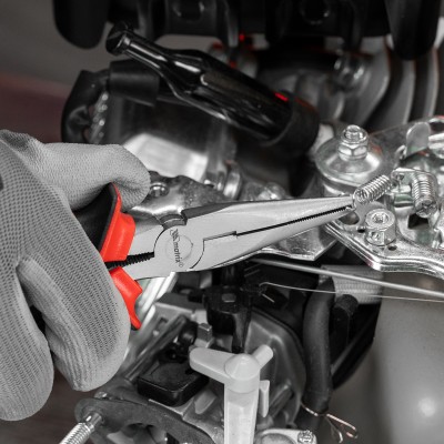 Длинногубцы прямые Nickel, 160 мм, никелированные, двухкомпонентные рукоятки Matrix