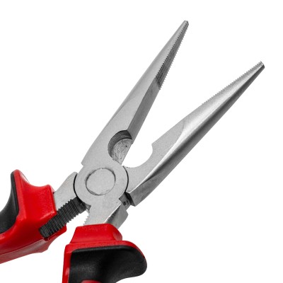 Длинногубцы прямые Nickel, 180 мм, никелированные, двухкомпонентные рукоятки Matrix