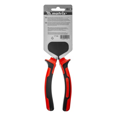 Длинногубцы прямые Nickel, 200 мм, никелированные, двухкомпонентные рукоятки Matrix