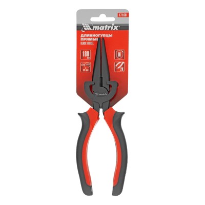 Длинногубцы прямые Black Nickel, 180 мм, двухкомпонентные рукоятки Matrix Длинногубцы прямые Black Nickel, 180 мм, двухкомпонентные рукоятки Matrix