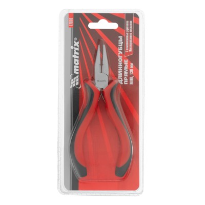 Длинногубцы прямые Mini, 130 мм, никелированные, авторазжим, двухкомпонентные рукоятки Matrix