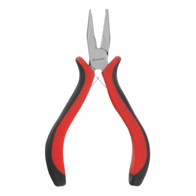 Длинногубцы прямые Mini, 130 мм, никелированные, авторазжим, двухкомпонентные рукоятки Matrix