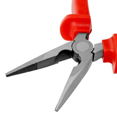 Длинногубцы прямые Econom, 160 мм, шлифованные, пластмассовые рукоятки Matrix