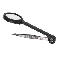 Лупа ручная, увеличение 8х, ø24мм, с пинцетом REXANT Лупа ручная, увеличение 8х, ø24мм, с пинцетом REXANT