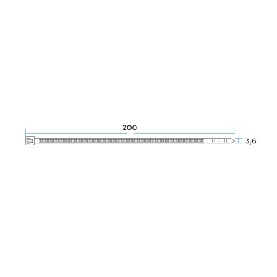 Стяжка кабельная нейлоновая 200x3,6мм, белая (25 шт/уп) REXANT