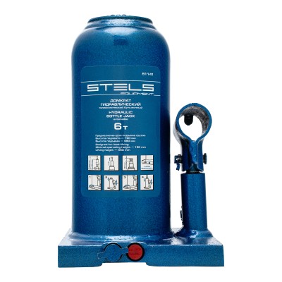 Домкрат гидравлический бутылочный телескопический, 6 т, h подъема 190-480 мм Stels