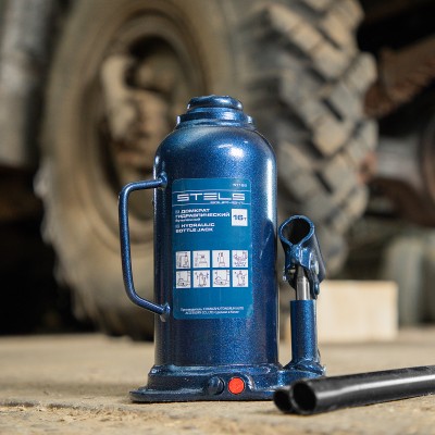 Домкрат гидравлический бутылочный, 16 т, h подъема 227-457 мм Stels Домкрат гидравлический бутылочный, 16 т, h подъема 227-457 мм Stels