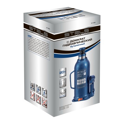 Домкрат гидравлический бутылочный, 20 т, h подъема 235-445 мм Stels Домкрат гидравлический бутылочный, 20 т, h подъема 235-445 мм Stels
