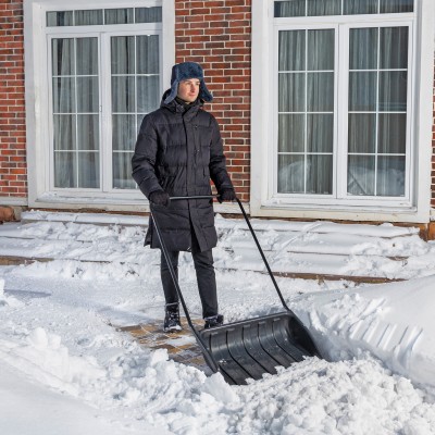 Движок для уборки снега пластиковый, 690х470х1420 мм, стальная рукоятка, Сибртех Движок для уборки снега пластиковый, 690х470х1420 мм, стальная рукоятка, Сибртех