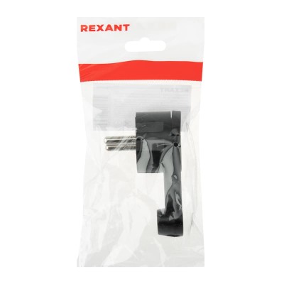 Вилка Евро угловая с з/к 16 А плоская за шкаф черная REXANT