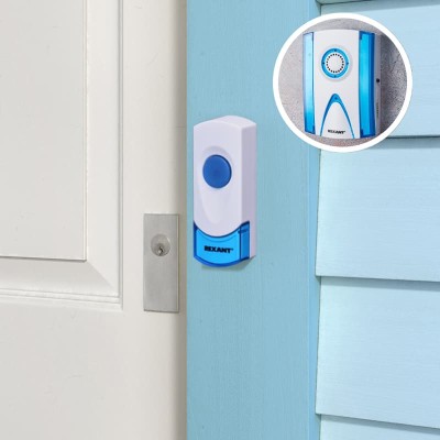 Беспроводной дверной звонок RX-3 32 мелодии 100м кнопка IP44 (белый/синий) REXANT