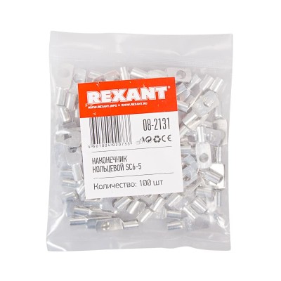 Наконечник кольцевой REXANT НК, ø5.2 мм, 6 мм², ТМЛ (DIN) 6-5