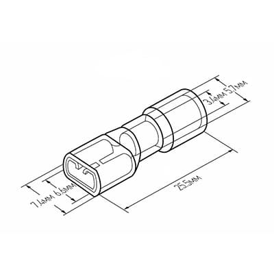 Клемма плоская полностью изолированная термоусаживаемая РПи-м-т 6.0-(6.3)/РпИм-т 6-7-0,8 гнездо 6.6 мм 4-6 мм² желтый REXANT