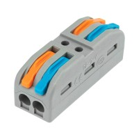 Клемма СМК 222-422 проходная 2 полюса (0,08-4 мм²), серая (5 шт./уп.) REXANT