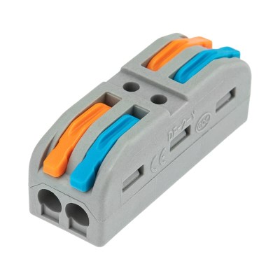 Клемма СМК 222-422 проходная 2 полюса (0,08-4 мм²), серая (5 шт./уп.) REXANT