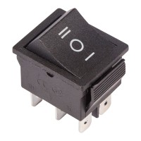 Переключатель клавишный 250В 15А (6с) ON-OFF-ON черный с нейтралью REXANT