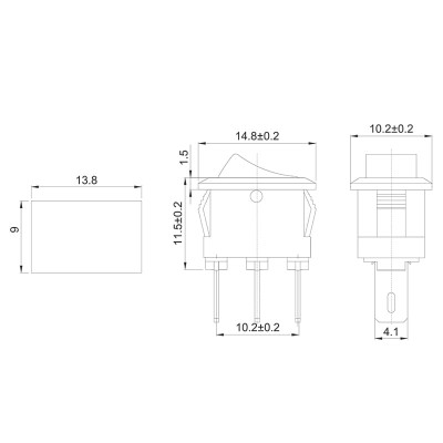 Переключатель клавишный 250В 3А (3с) ON-ON красный Micro REXANT