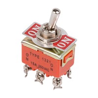 Тумблер 250V 15А (6c) ON-ON двухполюсный (KN-202) REXANT Тумблер 250V 15А (6c) ON-ON двухполюсный (KN-202) REXANT