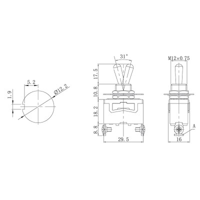 Тумблер 250V 15А (2c) ON-OFF однополюсный  (KN-101)  REXANT