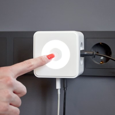 Двойник электрический Куб 16А с/з + 2хUSB-A 2,4А + USB Type-C 3А с ночной подсветкой, белый REXANT