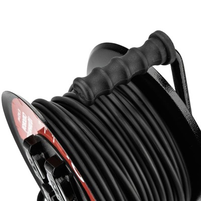 Удлинитель силовой КГ на катушке 4 гнезда, с/з, 40м, 3х2,5мм², IP44 с термозащитой, c защитными крышками, металлическая катушка REXANT Удлинитель силовой КГ на катушке 4 гнезда, с/з, 40м, 3х2,5мм², IP44 с термозащитой, c защитными крышками, металлическая катушка REXANT