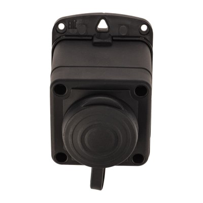 Розетка влагозащищенная угловая с крышкой 1 гнездо, 2Р+РЕ, 230В, с/3, 16А, IP44, каучук, черная PROconnect Розетка влагозащищенная угловая с крышкой 1 гнездо, 2Р+РЕ, 230В, с/3, 16А, IP44, каучук, черная PROconnect