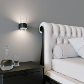Настенный светодиодный светильник со стеклянным плафоном 40021/1 LED чёрный/прозрачный