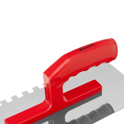 Гладилка из нержавеющей стали, 280 х 130 мм, зеркальная полировка, пластмассовая ручка, зуб 10 х 10 мм Matrix