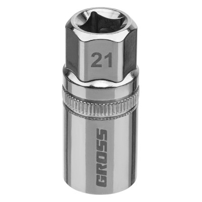 Головка торцевая свечная, магнитная, двенадцатигранная, 21 мм, под квадрат 1/2 Gross Головка торцевая свечная, магнитная, двенадцатигранная, 21 мм, под квадрат 1/2 Gross