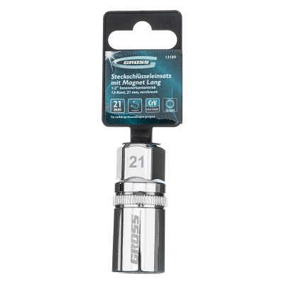 Головка торцевая свечная, магнитная, двенадцатигранная, 21 мм, под квадрат 1/2 Gross Головка торцевая свечная, магнитная, двенадцатигранная, 21 мм, под квадрат 1/2 Gross