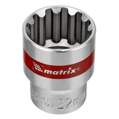 Набор универсальных торцевых головок 1/2", Spline, CrV, 10-22мм, 10 штук Matrix Набор универсальных торцевых головок 1/2", Spline, CrV, 10-22мм, 10 штук Matrix
