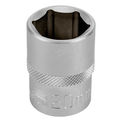 Головка торцевая, 20 мм, шестигранная, CrV, под квадрат 1/2 Stels